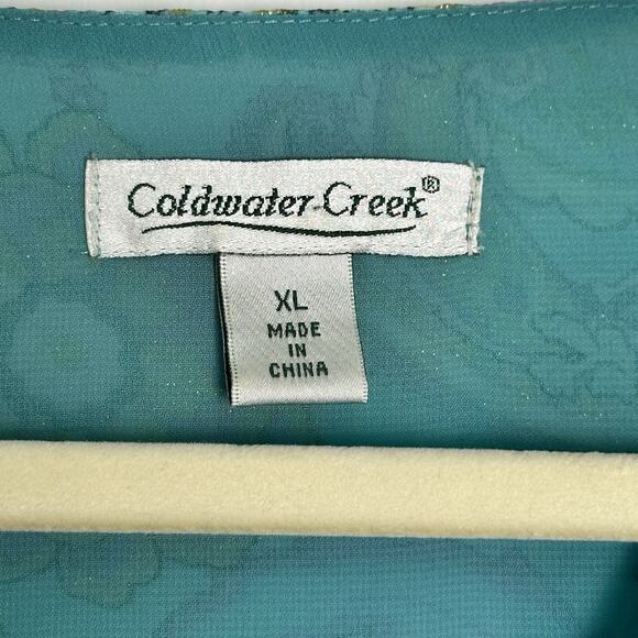 Coldwater Creek Sparkly Jacobean Bell Y2k Silk Blouse Boho Whimsy Fairycore XL - Picture 2 of 8